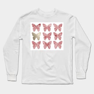 Golden rosy mauve butterflies Long Sleeve T-Shirt